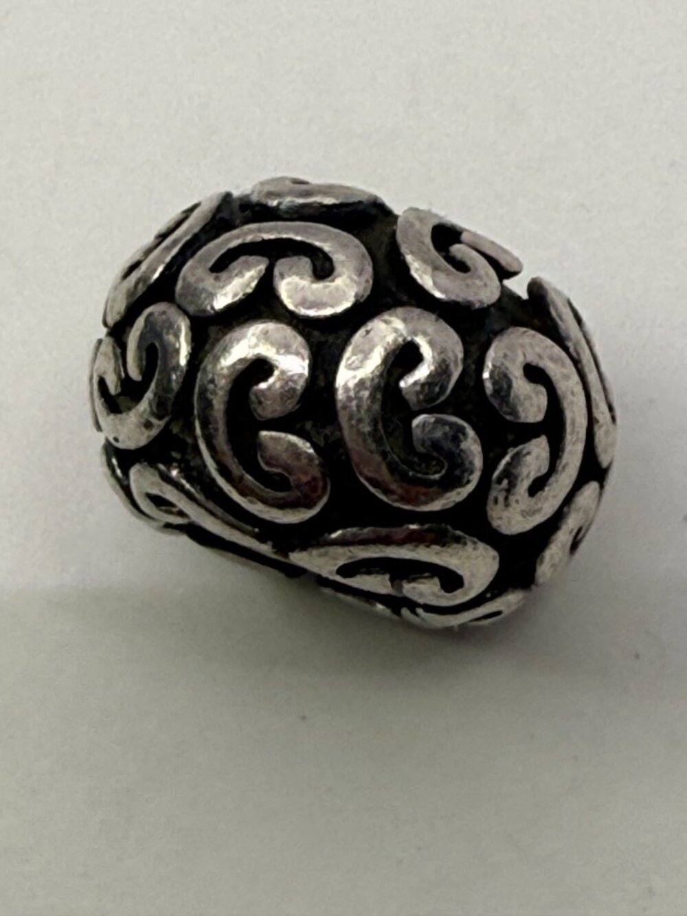 Pandora Sterling Silver Oxidized Scroll Swirl Charm Retired Threaded
